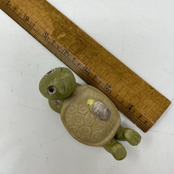 Vintage Ceramic Turtle Figurine Baby Turtle Riding On Back Laying Down Comfy - Picture 8 of 9